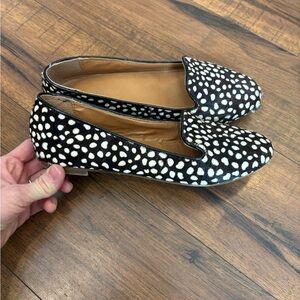 J. CREW Cora leopard calf hair loafers brown leather slip on Womens US 6.5